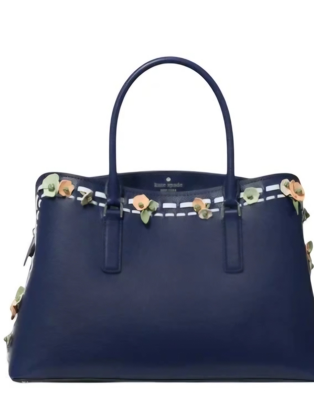 kate spade navy floral-appliqué leather tote